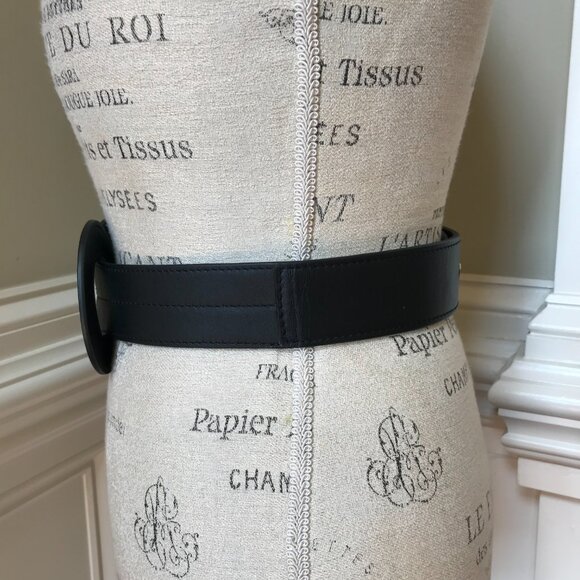 Zimmermann Interlocked Waist Belt Womens Small Medium Black Leather Interlocking - Picture 10 of 12